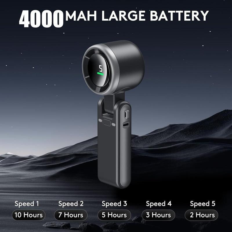 Portable Handheld High Speed Fan,5 Gear Wind, Battery Operated, up to 12 Working Hours, 3 in 1 Hand Fan with Air Turbo Tech Cooling Fan for Outdoor Activities, Travel, Working & Gifts